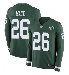 Nike Jets #26 Marcus Maye Green Team Color Men Stitched NFL Limited Therma Long Sleeve Jersey