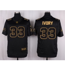 Nike Jets #33 Chris Ivory Black Mens Stitched NFL Elite Pro Line Gold Collection Jer