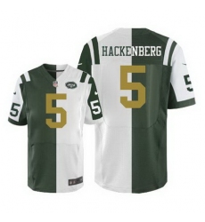 Nike Jets #5 Christian Hackenberg Green White Mens Stitched NFL Elite Split Jersey