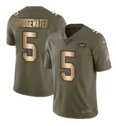 Nike Jets 5 Teddy Bridgewater Olive Gold Salute To Service Limited Jersey