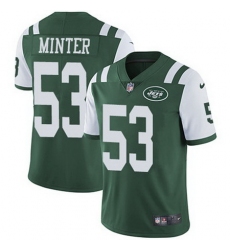 Nike Jets #53 Kevin Minter Green Team Color Mens Stitched NFL Vapor Untouchable Limited Jersey
