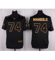 Nike Jets #74 Nick Mangold Black Mens Stitched NFL Elite Pro Line Gold Collection Jersey