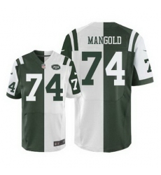 Nike Jets #74 Nick Mangold Green White Mens Stitched NFL Elite Split Jersey
