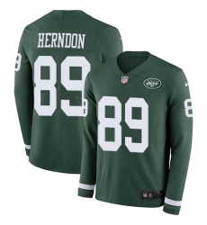 Nike Jets #89 Chris Herndon Green Team Color Men Stitched NFL Limited Therma Long Sleeve Jersey