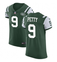 Nike Jets #9 Bryce Petty Green Team Color Mens Stitched NFL Vapor Untouchable Elite Jersey
