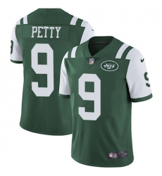 Nike Jets #9 Bryce Petty Green Team Color Mens Stitched NFL Vapor Untouchable Limited Jersey