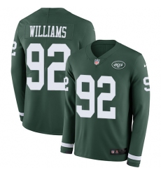 Nike Jets #92 Leonard Williams Green Team Color Men Stitched NFL Limited Therma Long Sleeve Jersey