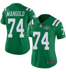 Nike Jets #74 Nick Mangold Green Womens Stitched NFL Limited Rush Jersey