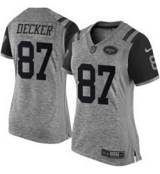 Nike Jets #87 Eric Decker Gray Womens Stitched NFL Limited Gridiron Gray Jersey