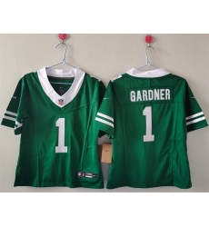 Women New York Jets 1 Ahmad Gardner Green F U S E  Vapor Stitched Jersey 