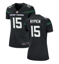 Women New York Jets 15 Brett Rypien Black Stitched Football Jersey 