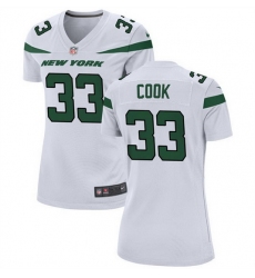 Women New York Jets 33 Dalvin Cook White Stitched Football Jersey  Run Small
