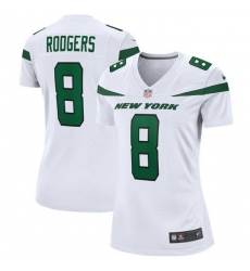 Women New York Jets 8 Aaron Rodgers White Stitched Game Football Jersey