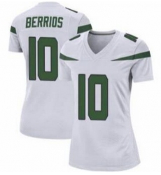 Women New York Jets Braxton Berrios #10 White Vapor Limited Stitched Football Jersey