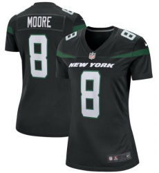 Women New York Jets Elijah Moore #8 Black Vapor Limited Stitched Football Jersey