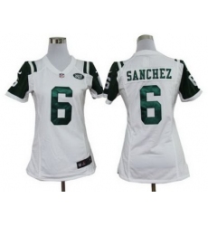 Women Nike New York Jets 6# Mark Sanchez White Jerseys