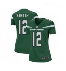 Womens New York Jets 12 Joe Namath Game Green Team Color Football Jersey