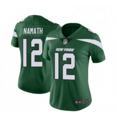 Womens New York Jets 12 Joe Namath Green Team Color Vapor Untouchable Limited Player Football Jersey
