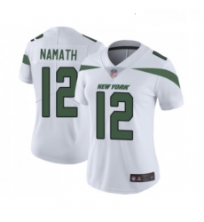 Womens New York Jets 12 Joe Namath White Vapor Untouchable Limited Player Football Jersey