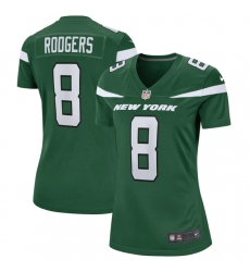 Women's New York Jets #8 Aaron Rodgers Green Stitched Game Football Jersey