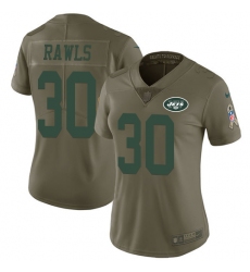 Womens Nike Jets #30 Thomas Rawls Olive Womens Stitched NFL Limited 2017 Salute to Service Jersey