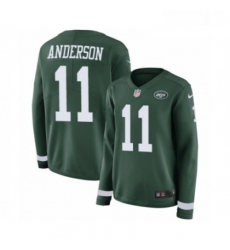 Womens Nike New York Jets 11 Robby Anderson Limited Green Therma Long Sleeve NFL Jersey