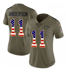 Womens Nike New York Jets 11 Robby Anderson Limited OliveUSA Flag 2017 Salute to Service NFL Jersey