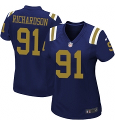 Women's Nike New York Jets #91 Sheldon Richardson Elite Navy Blue Alternate NFL