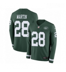 Youth Nike New York Jets 28 Curtis Martin Limited Green Therma Long Sleeve NFL Jersey