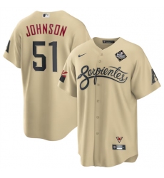 Men Arizona Diamondbacks 51 Randy Johnson Gold 2023 World Series City Connect Cool Base Stitched Baseball Jersey