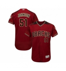 Men Arizona Diamondbacks 51 Randy Johnson Red Alternate Authentic Collection Flex Base Baseball Jersey