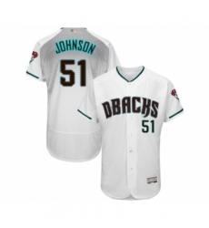 Men Arizona Diamondbacks 51 Randy Johnson White Teal Alternate Authentic Collection Flex Base Baseball Jersey