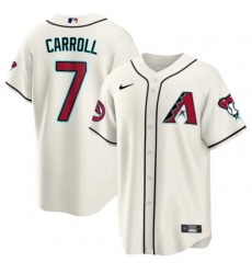 Men Arizona Diamondbacks 7 Corbin Carroll 2023 24 Cream Cool Base Stitched Baseball Jersey