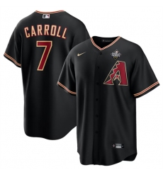 Men Arizona Diamondbacks 7 Corbin Carroll Black 2023 World Series Cool Base Stitched Baseball Jersey