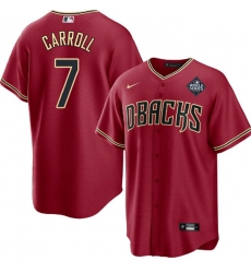 Men Arizona Diamondbacks 7 Corbin Carroll Red 2023 World Series Cool Base Stitched Baseball Jersey