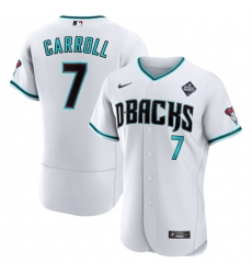 Men Arizona Diamondbacks 7 Corbin Carroll White 2023 World Series Flex Base Stitched Jersey