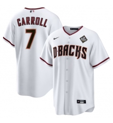 Men Arizona Diamondbacks 7 Corbin Carroll White 2023 World Series Home Cool Base Stitched Baseball Jersey