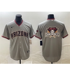 Men Arizona Diamondbacks Grey Team Big Logo Cool Base Stitched Baseball JerseyS