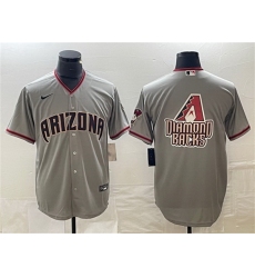 Men Arizona Diamondbacks Grey Team Big Logo Cool Base Stitched Baseball Jersey
