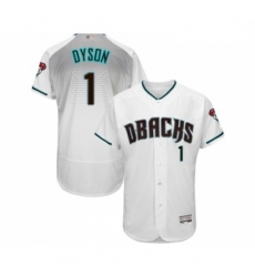 Mens Arizona Diamondbacks 1 Jarrod Dyson White Teal Alternate Authentic Collection Flex Base Baseball Jersey