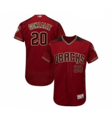 Mens Arizona Diamondbacks 20 Luis Gonzalez Red Alternate Authentic Collection Flex Base Baseball Jersey