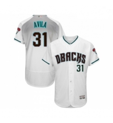 Mens Arizona Diamondbacks 31 Alex Avila White Teal Alternate Authentic Collection Flex Base Baseball Jersey