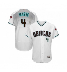 Mens Arizona Diamondbacks 4 Ketel Marte White Teal Alternate Authentic Collection Flex Base Baseball Jersey