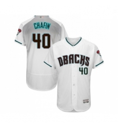 Mens Arizona Diamondbacks 40 Andrew Chafin White Teal Alternate Authentic Collection Flex Base Baseball Jersey