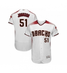 Mens Arizona Diamondbacks 51 Randy Johnson White Home Authentic Collection Flex Base Baseball Jersey