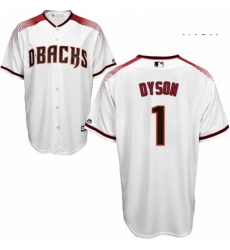 Mens Majestic Arizona Diamondbacks 1 Jarrod Dyson Authentic White Home Cool Base MLB Jersey 
