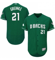 Mens Majestic Arizona Diamondbacks 21 Zack Greinke Green Celtic Flexbase Authentic Collection MLB Jersey