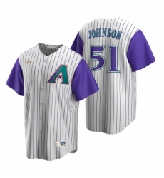 Mens Nike Arizona Diamondbacks 51 Randy Johnson Cream Purple Cooperstown Collection Alternate Stitched Baseball Jerse