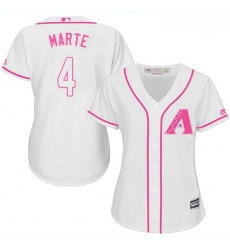 Diamondbacks #4 Ketel Marte White Pink Fashion Women Stitched Baseball Jersey