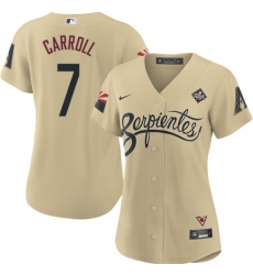 Women Arizona Diamondbacks 7 Corbin Carroll Gold 2023 World Series City Connect Stitched Baseball Jersey 28Run Small 29